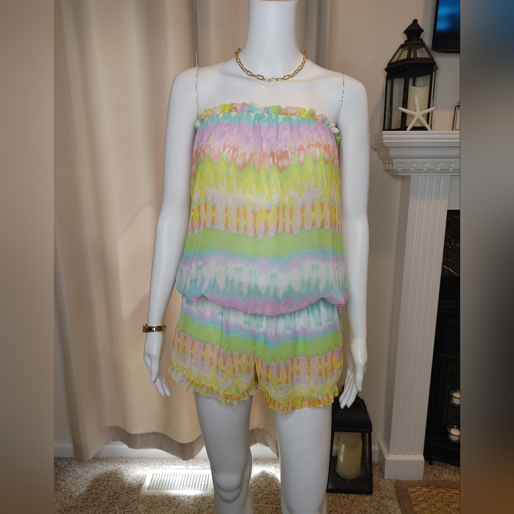 LIQUID ENERGY MULTI-COLOR TIE DYE ROMPER L